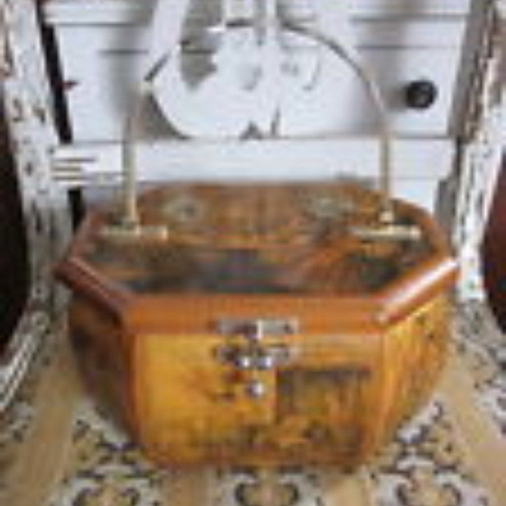 Vintage Art Purse Victorian Decoupage Wooden Memphis Purse by Dandy Mid Century